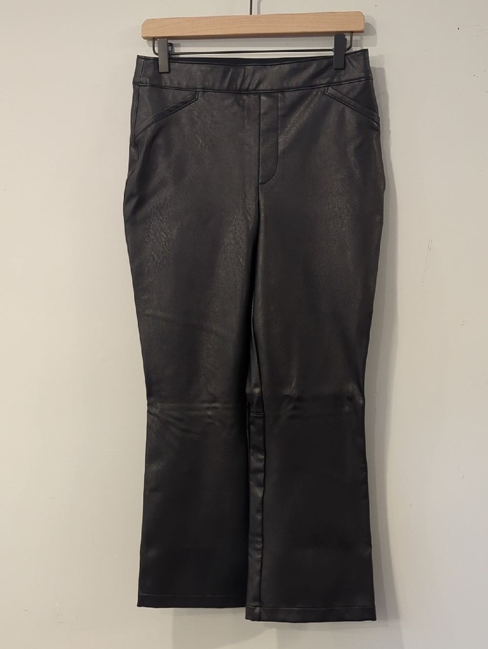 Spanx‎ Black Faux Leather Flared Pants size Large